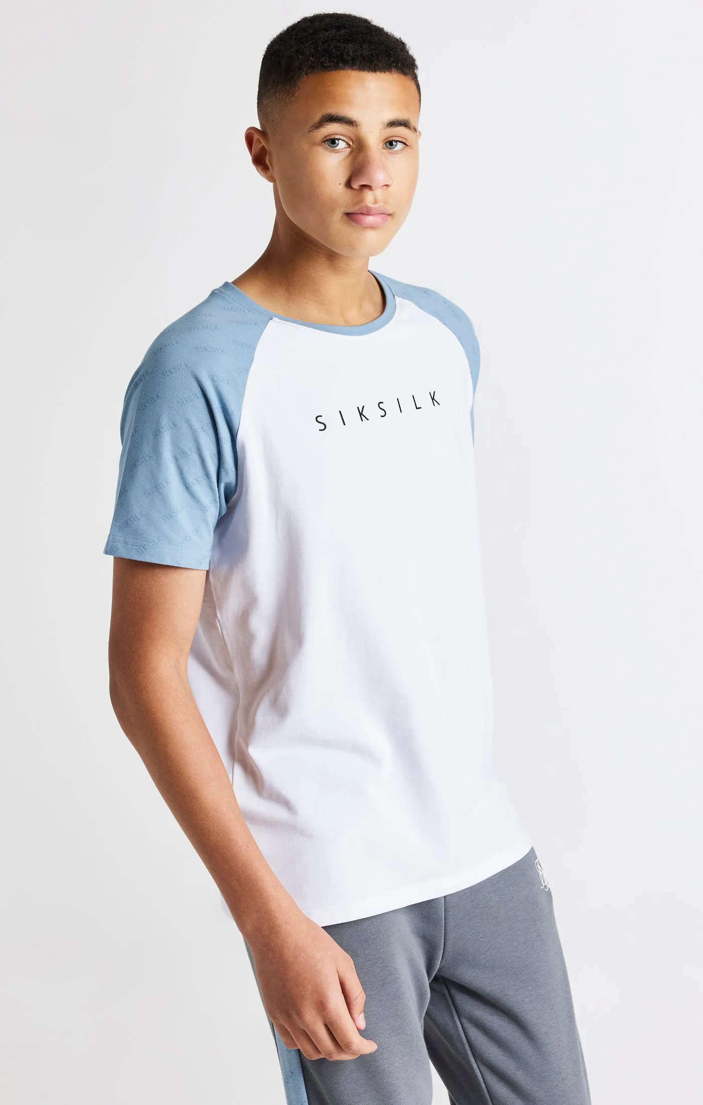 Boys White Raglan Printed T-Shirt sold by Siksilk