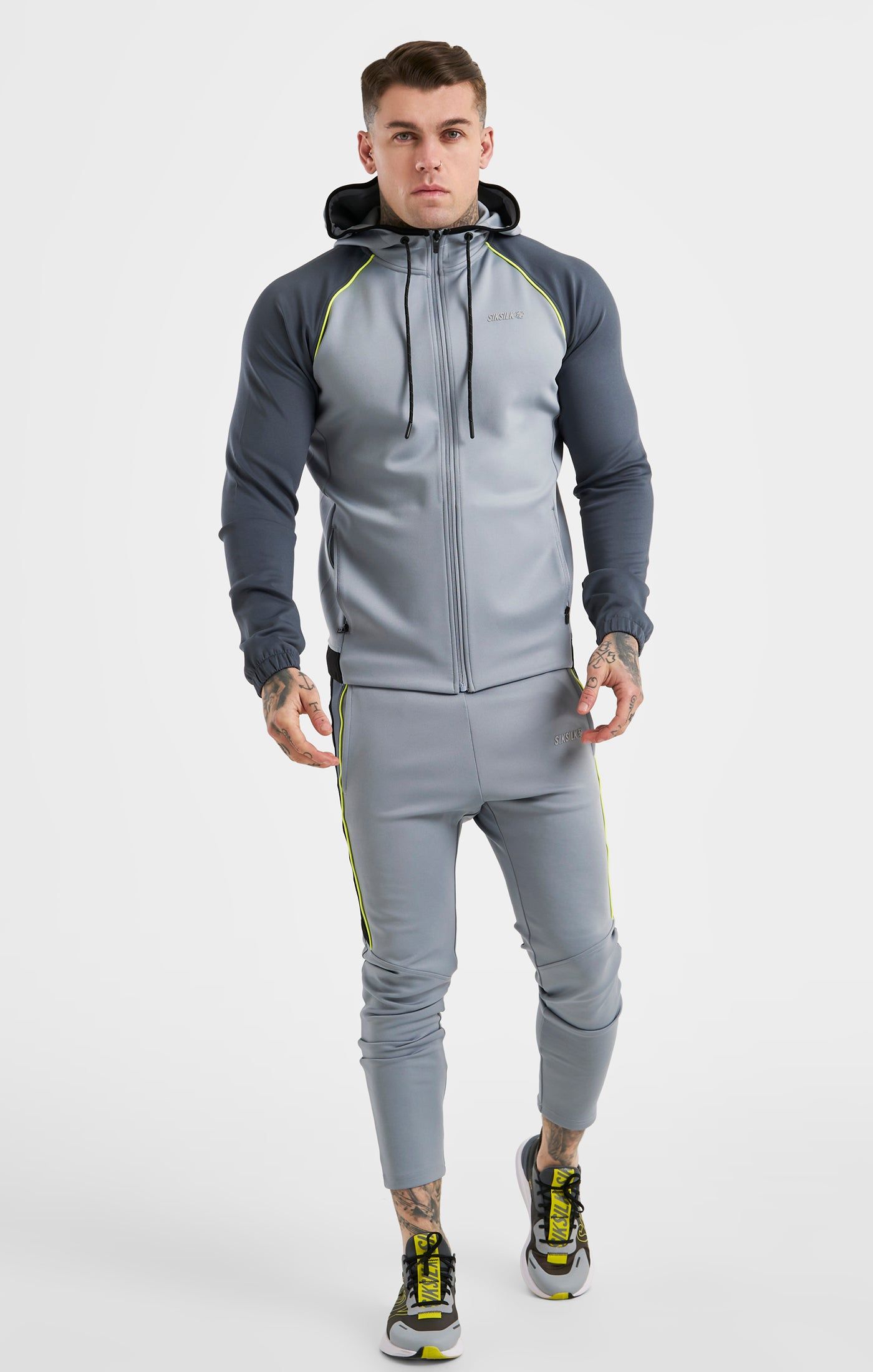 Grey Sports Poly Zip Thru Jacket sold by Siksilk product image thumbnail 3