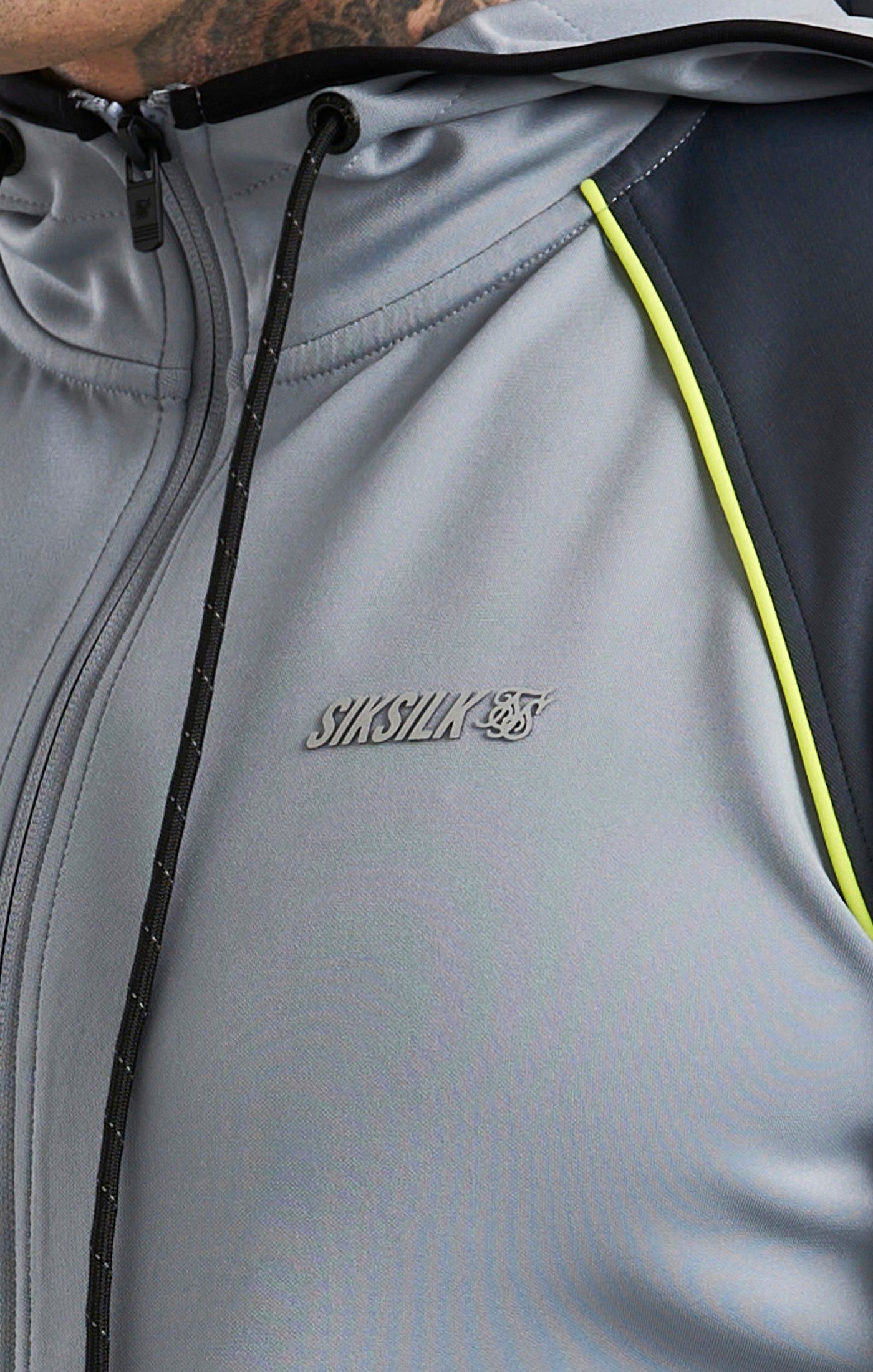 Grey Sports Poly Zip Thru Jacket sold by Siksilk product image thumbnail 2