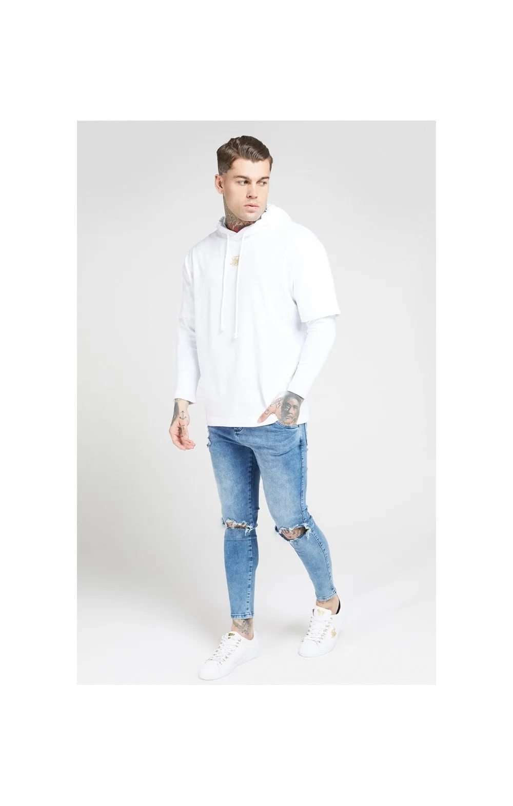 SikSilk L/S Essential Undergarment Chain Cuff Tee - White & Gold sold by Siksilk product image thumbnail 3