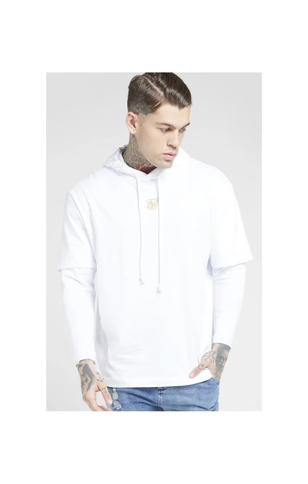 SikSilk L/S Essential Undergarment Chain Cuff Tee - White & Gold sold by Siksilk product image thumbnail 2