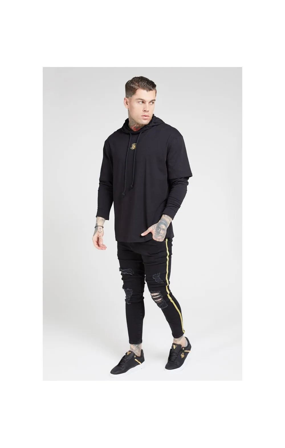 SikSilk L/S Essential Undergarment Cuff Tee - Black & Gold sold by Siksilk product image thumbnail 3