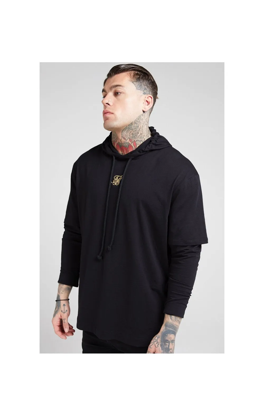 SikSilk L/S Essential Undergarment Cuff Tee - Black & Gold sold by Siksilk