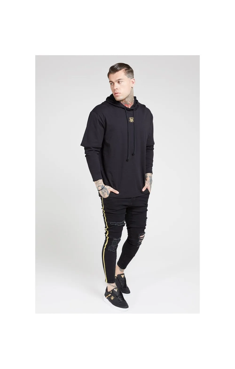 SikSilk L/S Essential Undergarment Cuff Tee - Black & Gold sold by Siksilk product image thumbnail 5