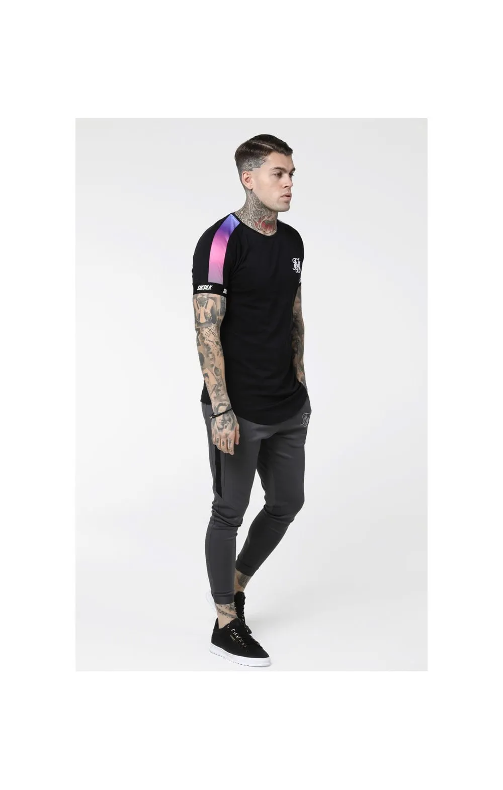 SikSilk S/S Raglan Panel Fade Tech Tee - Black sold by Siksilk product image thumbnail 4