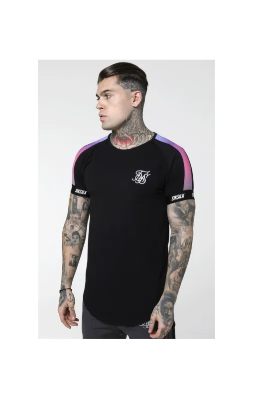 SikSilk S/S Raglan Panel Fade Tech Tee - Black sold by Siksilk