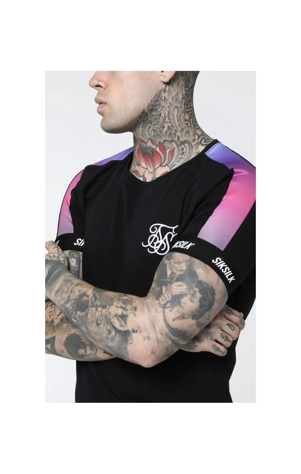 SikSilk S/S Raglan Panel Fade Tech Tee - Black sold by Siksilk product image thumbnail 2