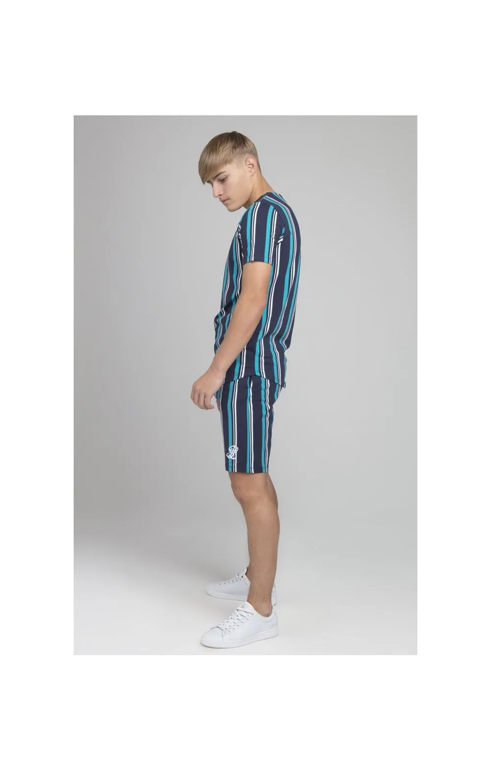 Illusive London Stripe Tee - Navy & Teal sold by Siksilk product image thumbnail 5