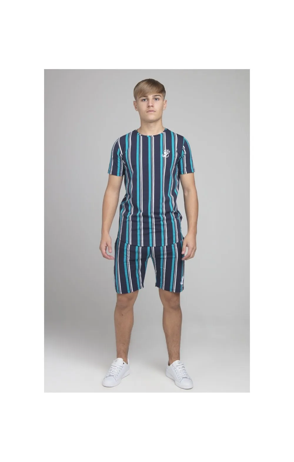 Illusive London Stripe Tee - Navy & Teal sold by Siksilk product image thumbnail 4