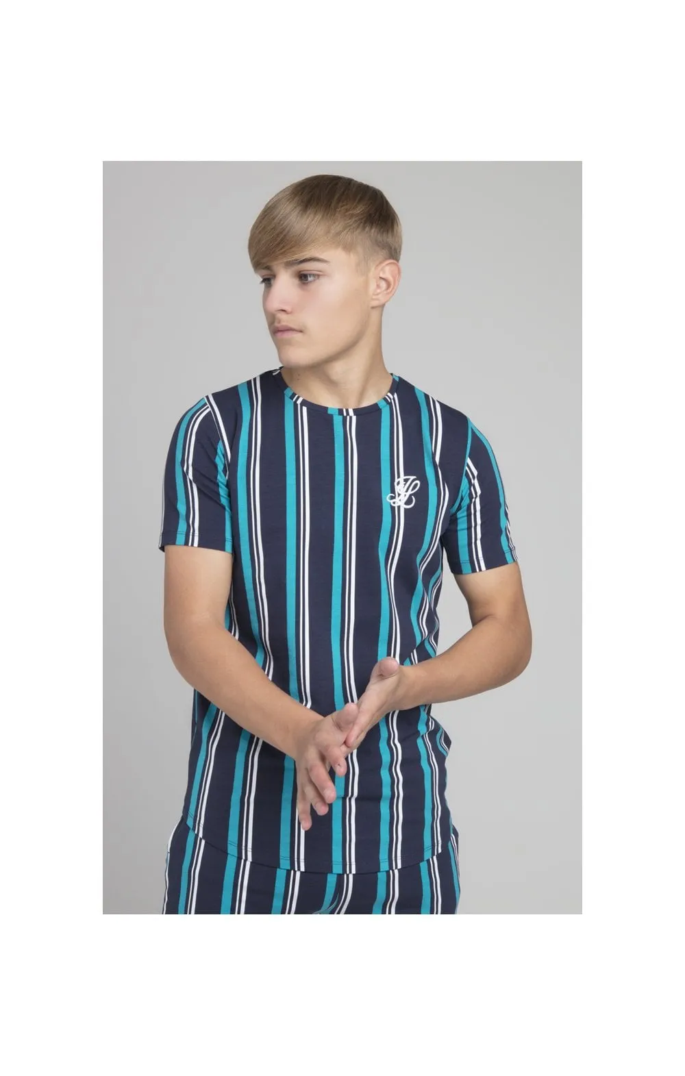 Illusive London Stripe Tee - Navy & Teal sold by Siksilk
