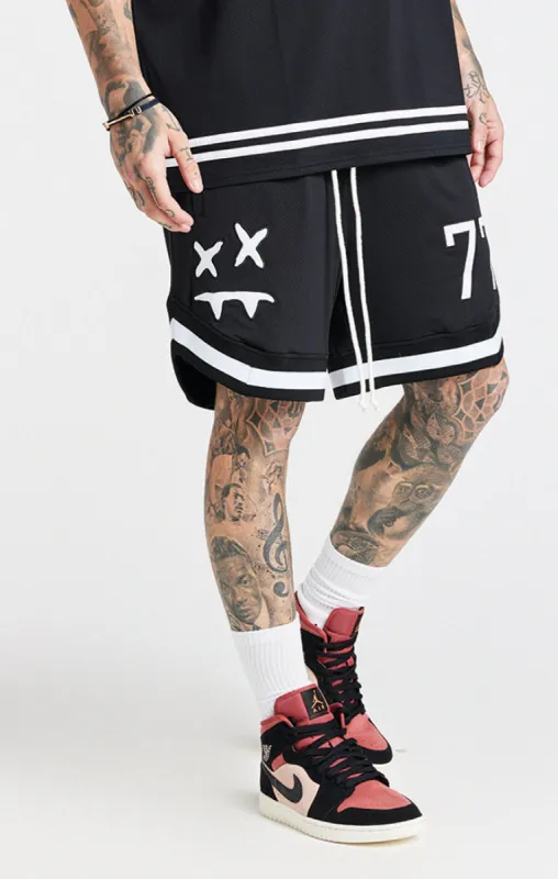 SikSilk X Steve Aoki Mesh Baseball Short - Black & White sold by Siksilk