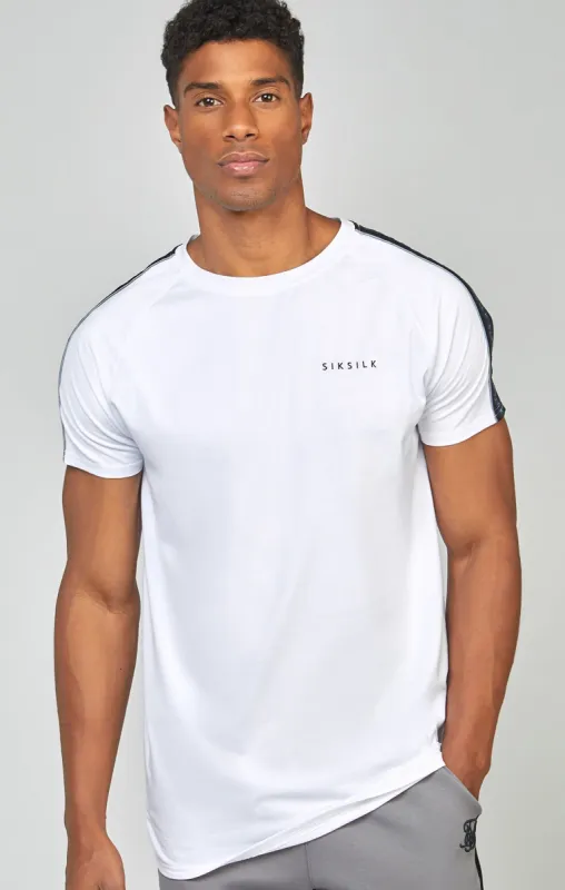 White Raglan Tape Muscle Fit T-Shirt sold by Siksilk