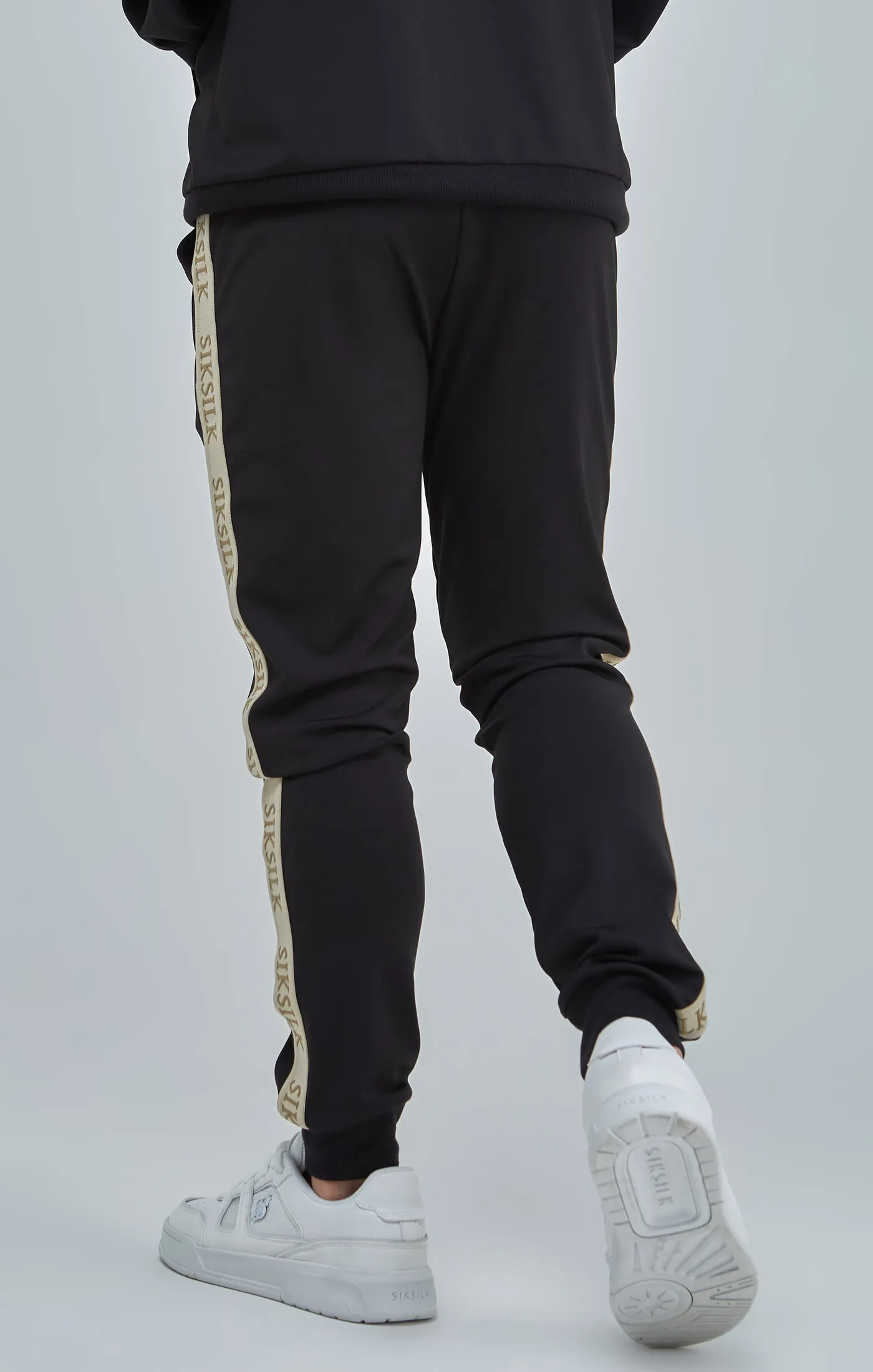 Boys Black Taped Skinny Fit Joggers sold by Siksilk product image thumbnail 4