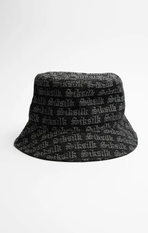 Black Jacquard Denim Bucket Hat sold by Siksilk