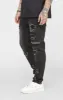 Black Patchwork Distressed Slim Denim Jean sold by Siksilk