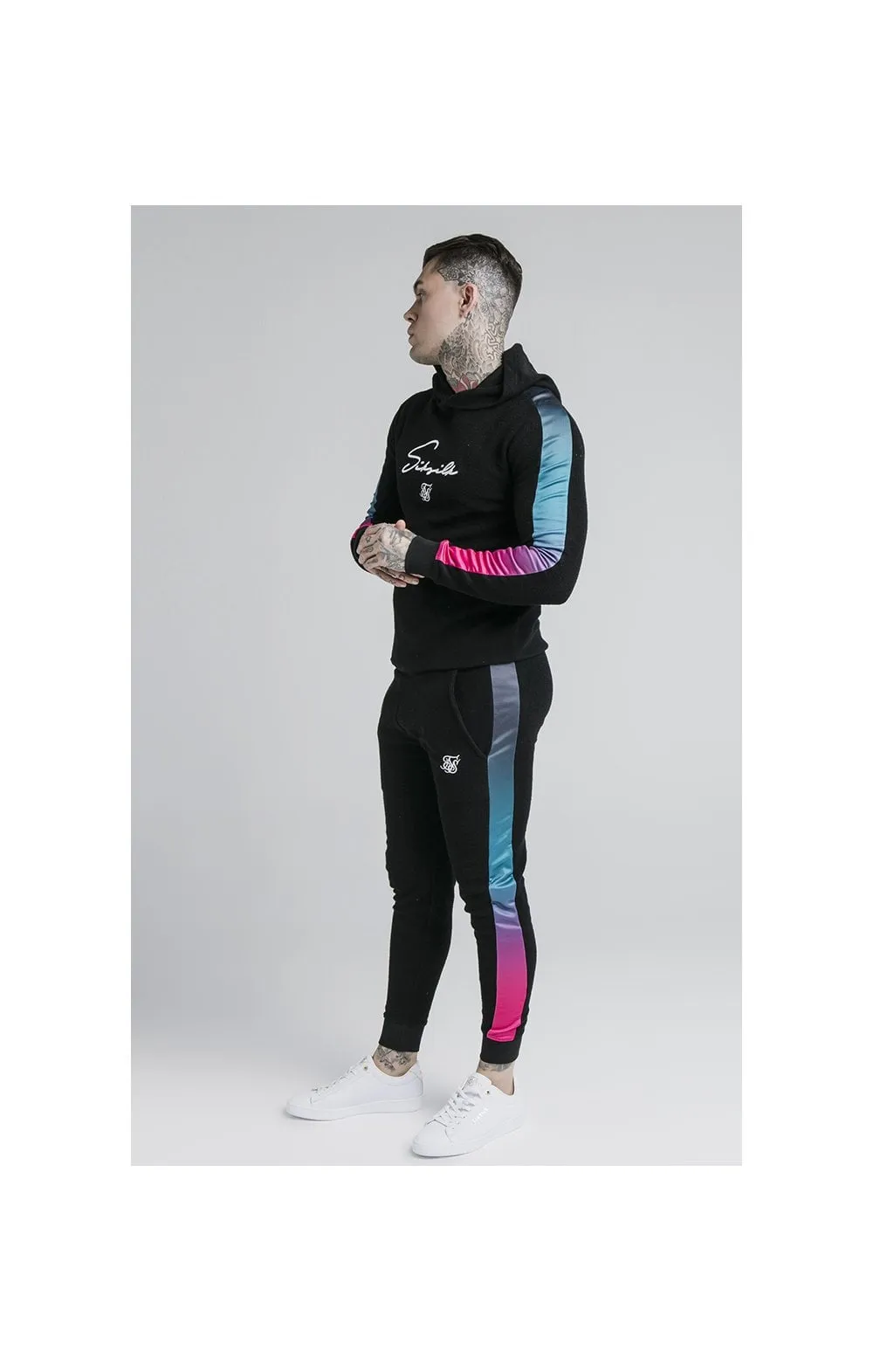 SikSilk Overhead Loop Back Fade Hoodie - Black & Tri Neon sold by Siksilk product image thumbnail 5