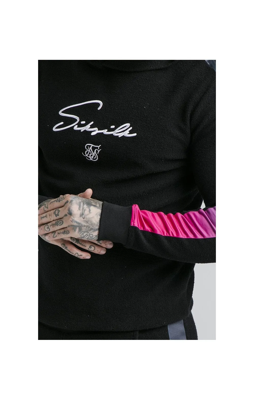 SikSilk Overhead Loop Back Fade Hoodie - Black & Tri Neon sold by Siksilk product image thumbnail 2