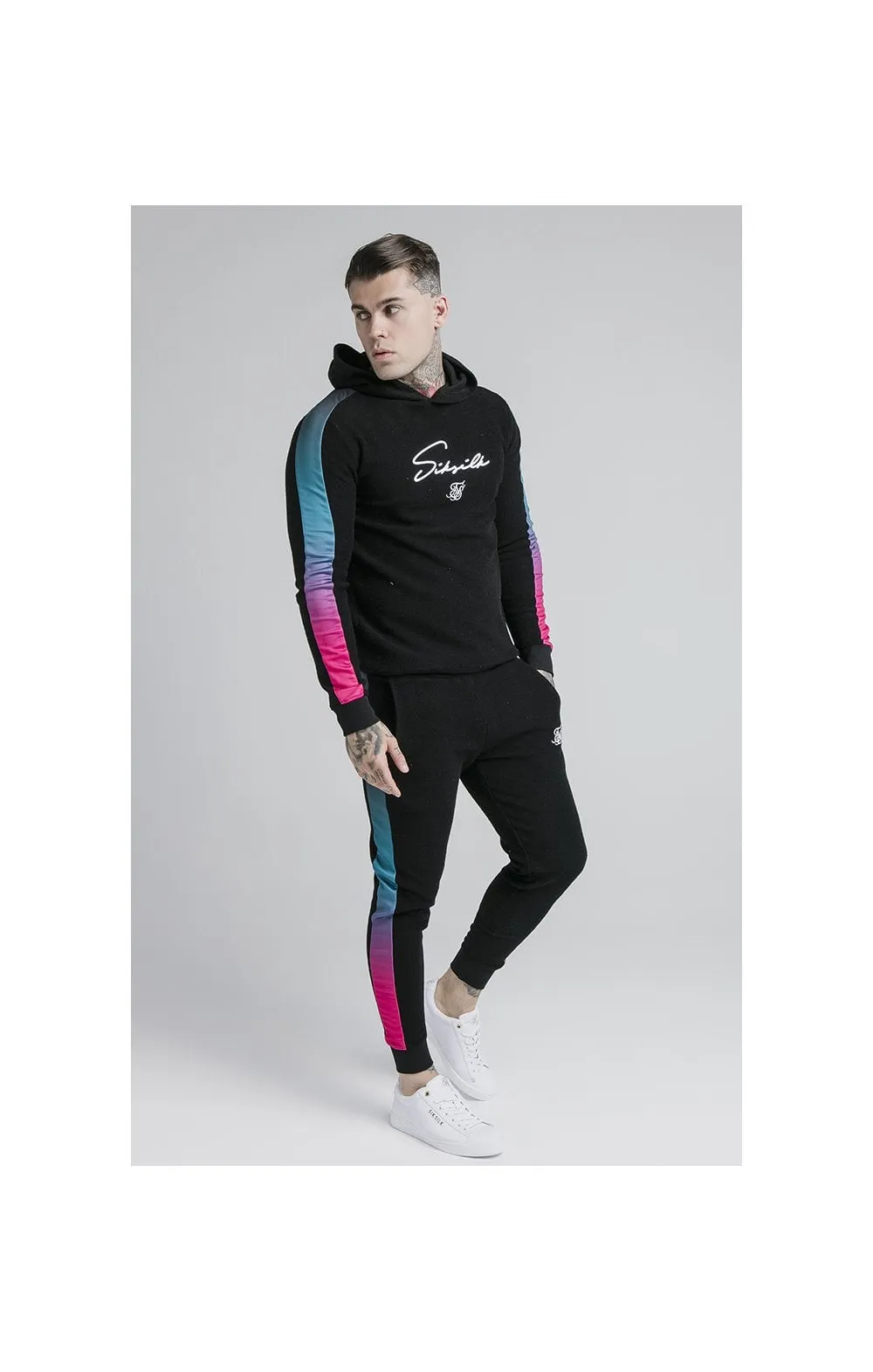 SikSilk Overhead Loop Back Fade Hoodie - Black & Tri Neon sold by Siksilk product image thumbnail 3