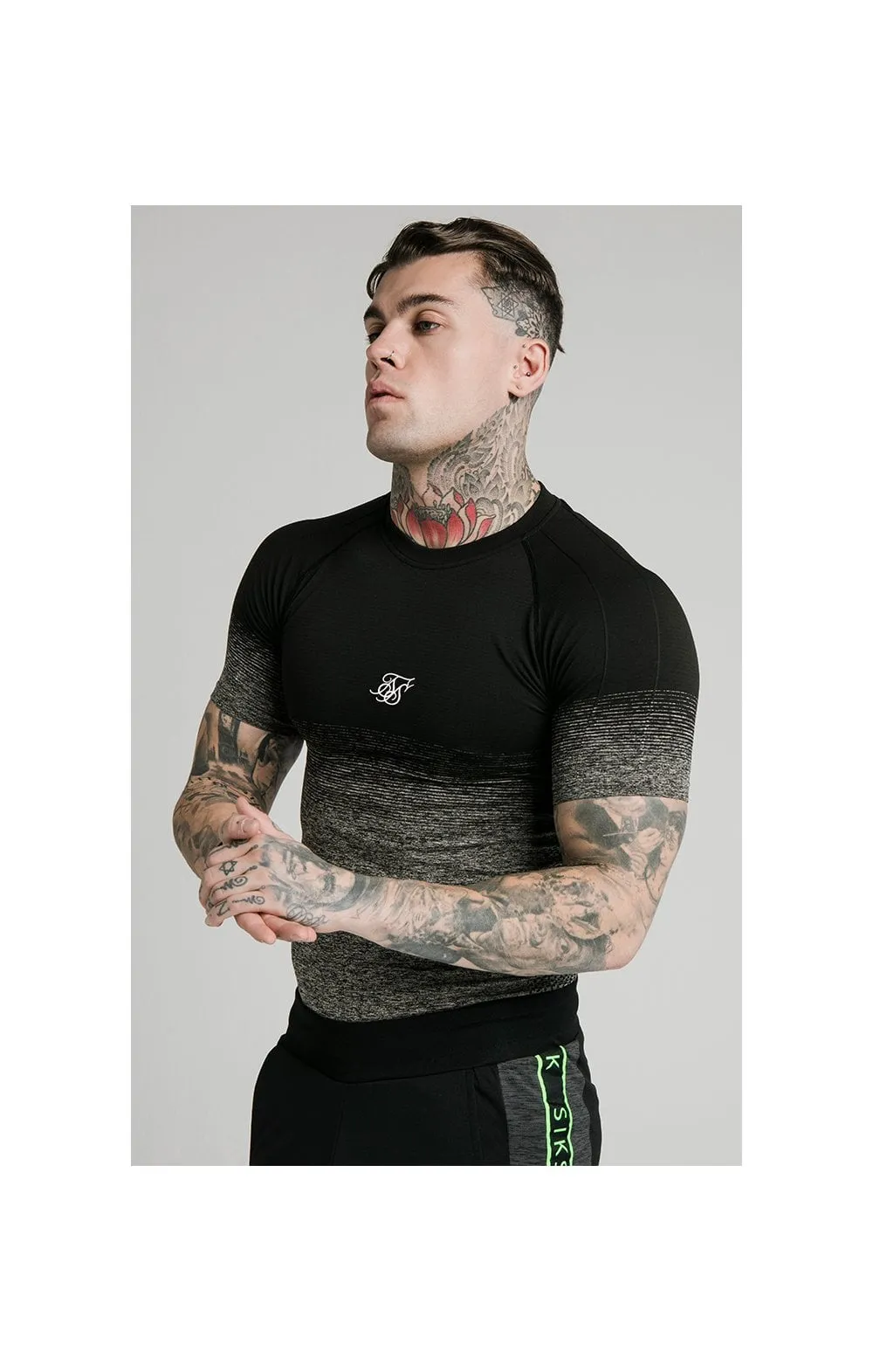 SikSilk Fade Compression Tee - Black & Grey sold by Siksilk