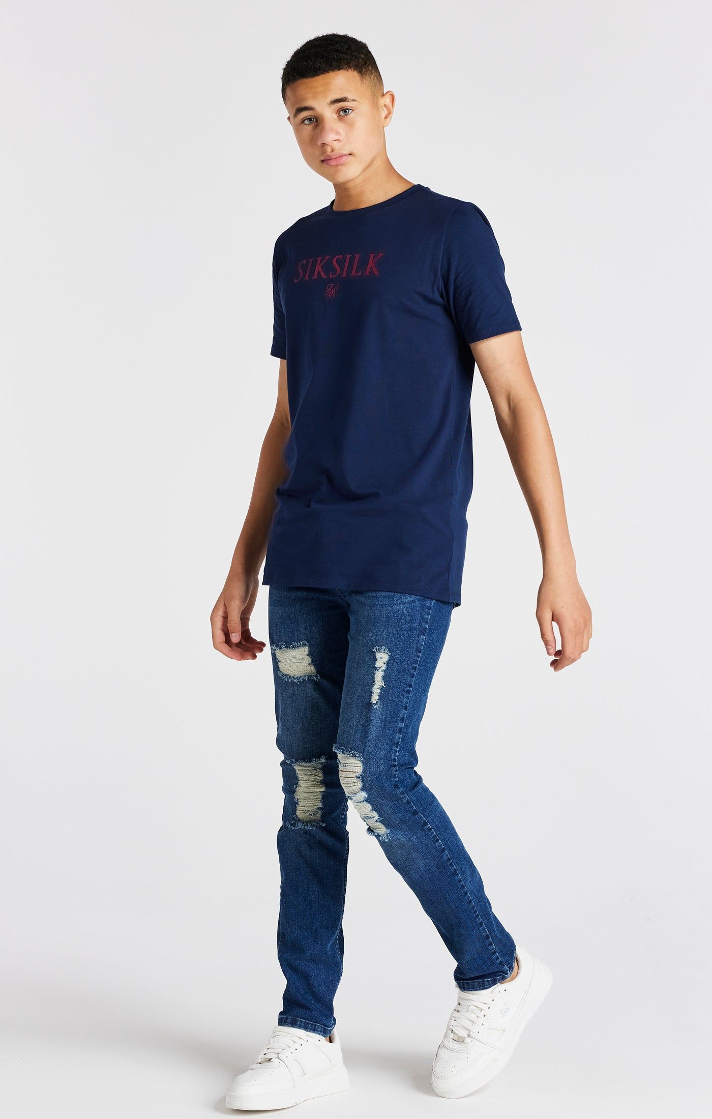 Boys Navy Branded Tee sold by Siksilk product image thumbnail 6