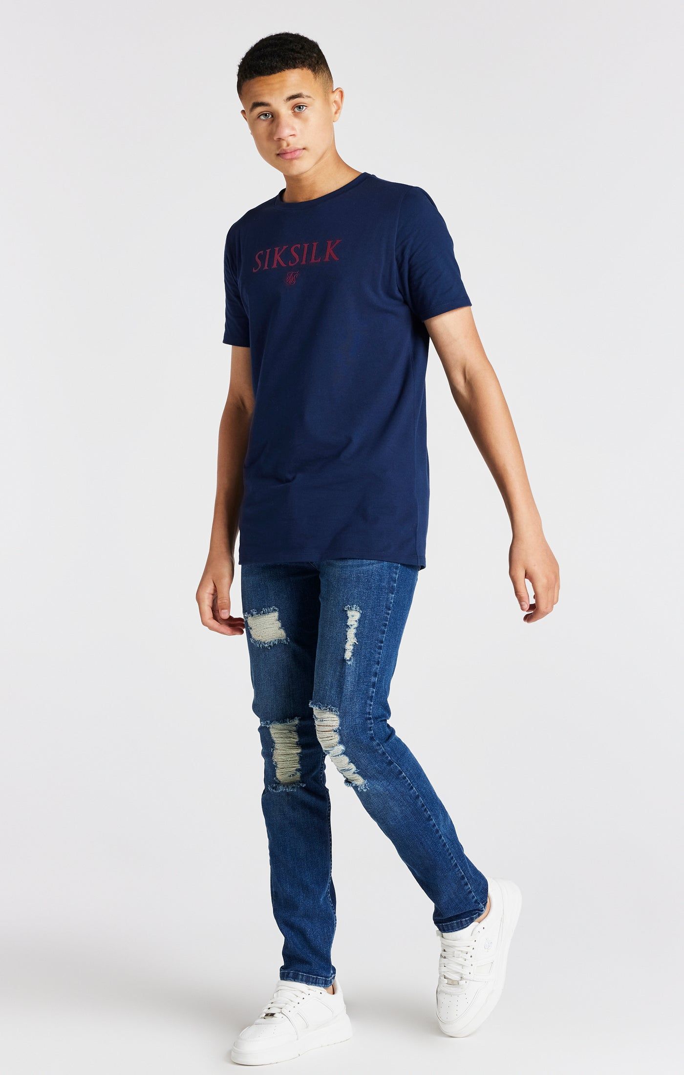 Boys Navy Branded Tee sold by Siksilk product image thumbnail 3