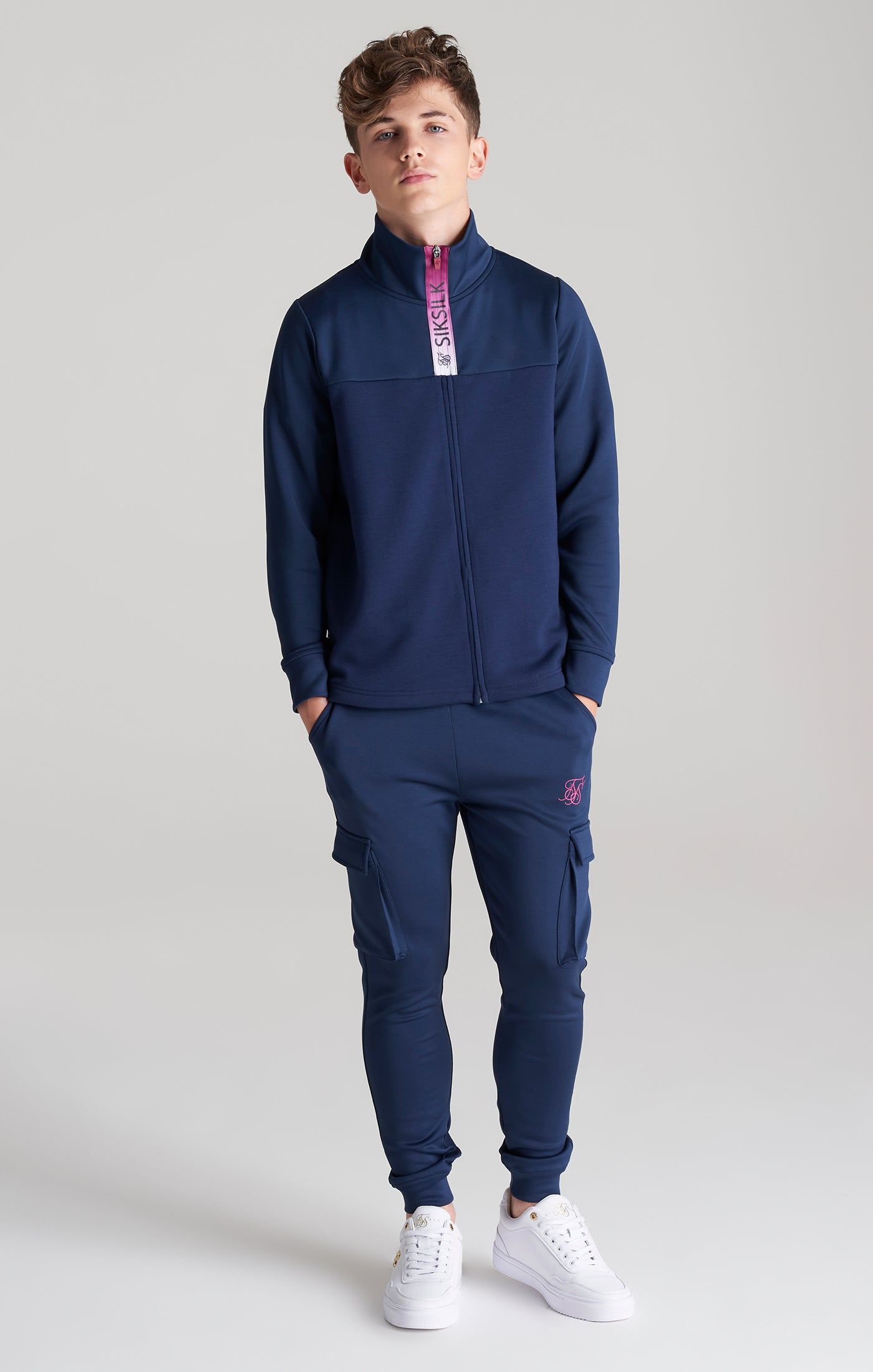 Boys Navy Fade Zip Thru Funnel Neck sold by Siksilk product image thumbnail 4