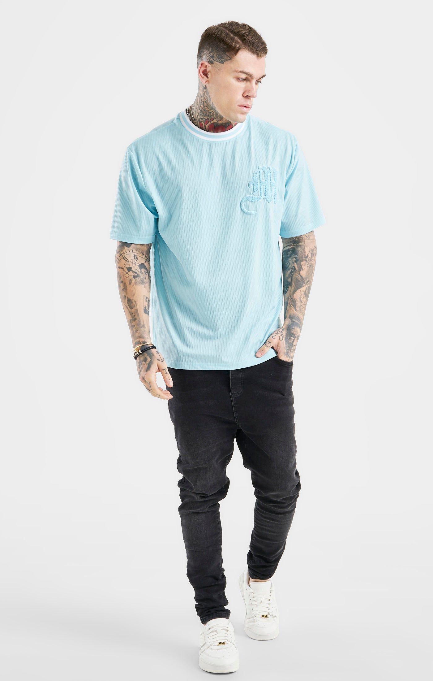 Messi x SikSilk Logo Drop Shoulder Tee - Blue sold by Siksilk product image thumbnail 3