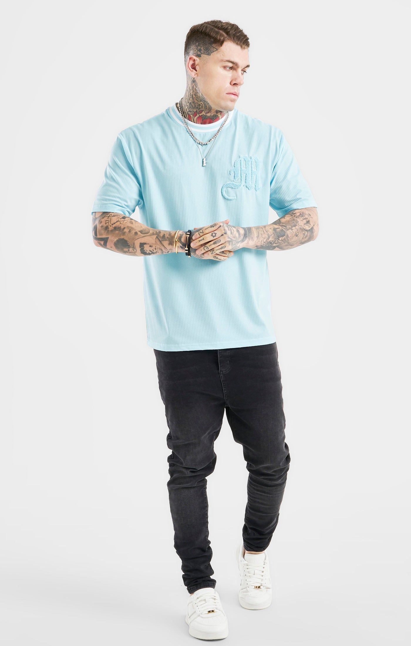 Messi x SikSilk Logo Drop Shoulder Tee - Blue sold by Siksilk product image thumbnail 4