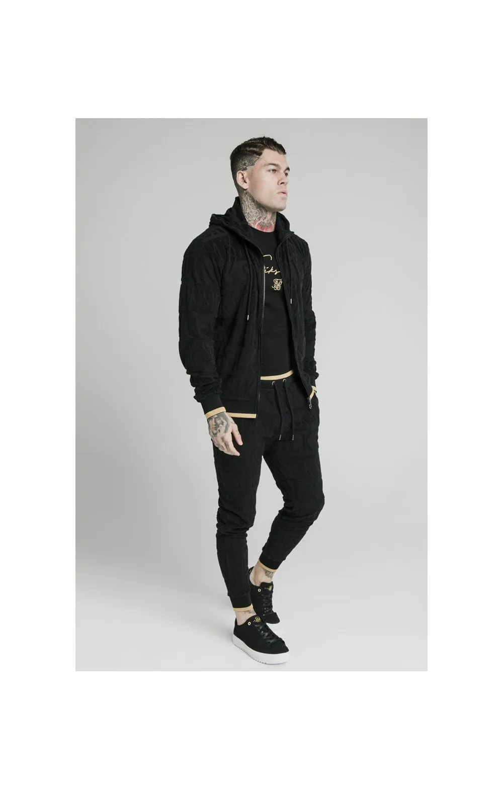 SikSilk Inverse Zip Through Hoodie - Black sold by Siksilk