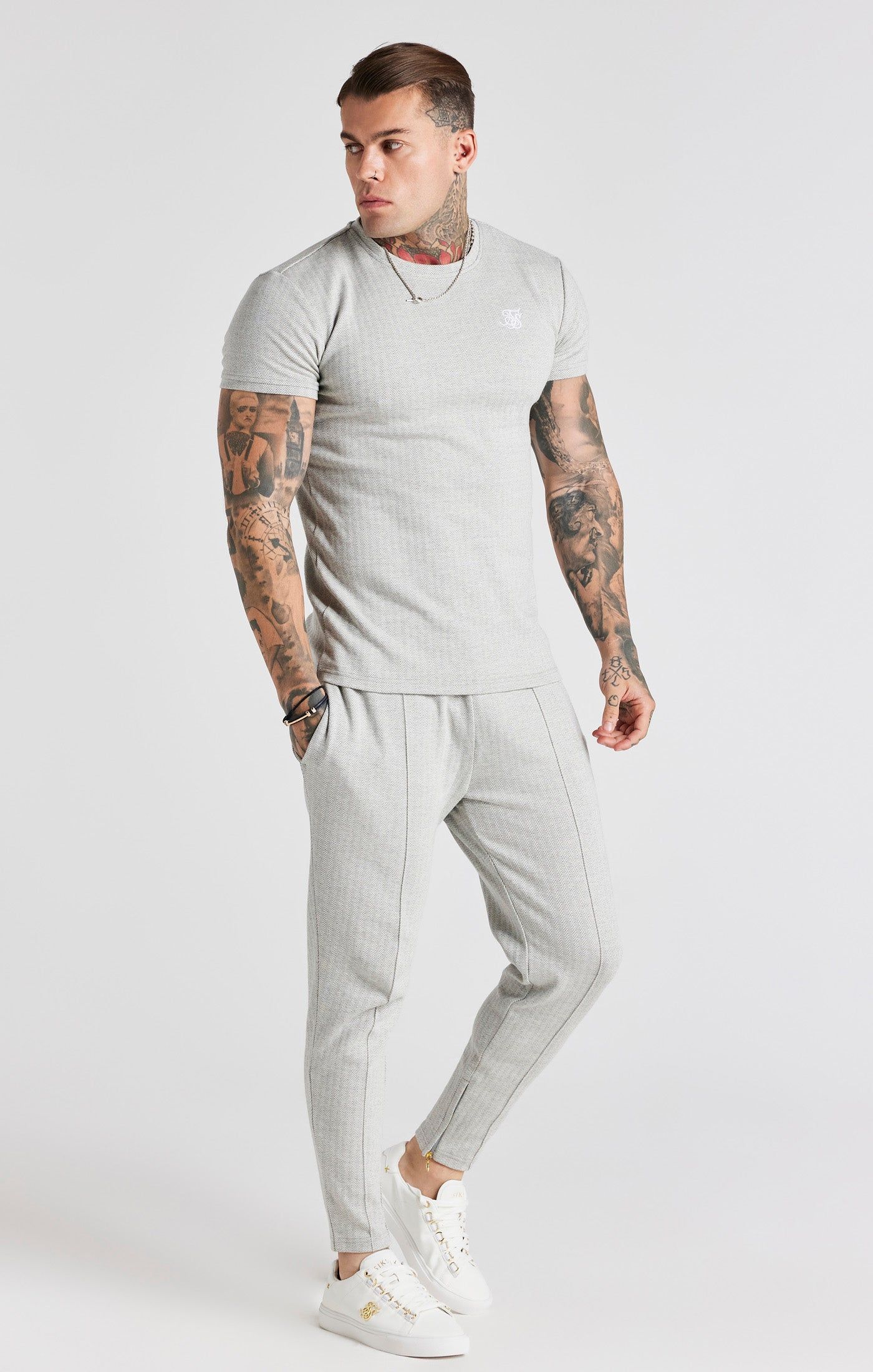 Grey Herringbone T-Shirt sold by Siksilk product image thumbnail 4