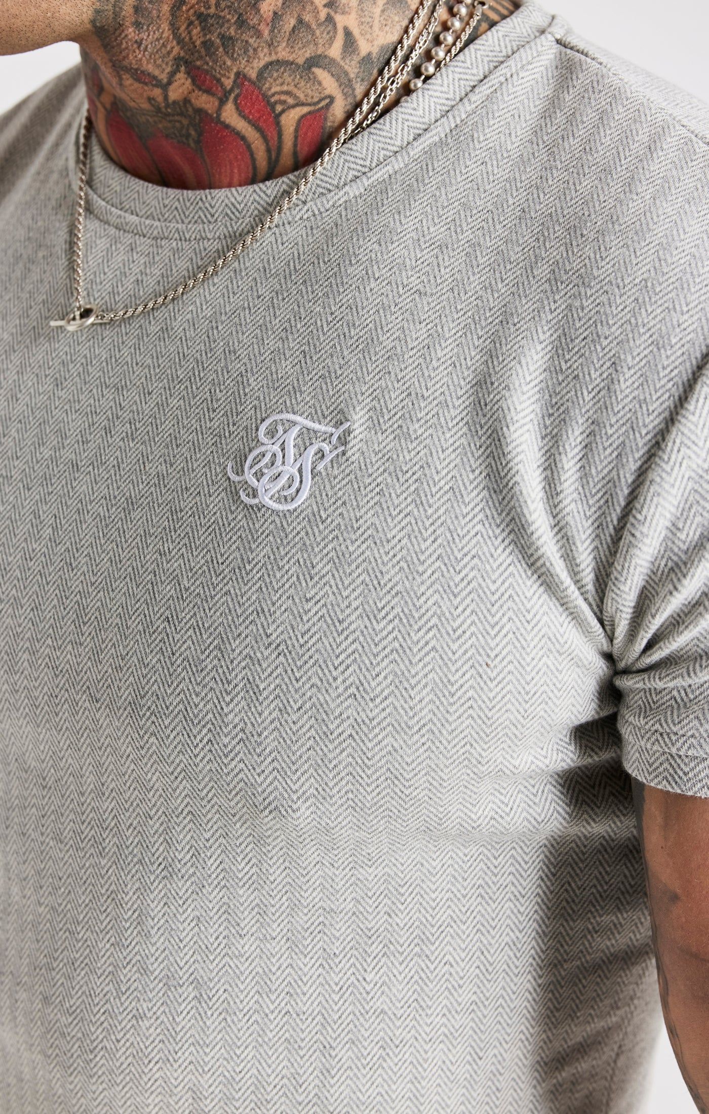 Grey Herringbone T-Shirt sold by Siksilk product image thumbnail 2