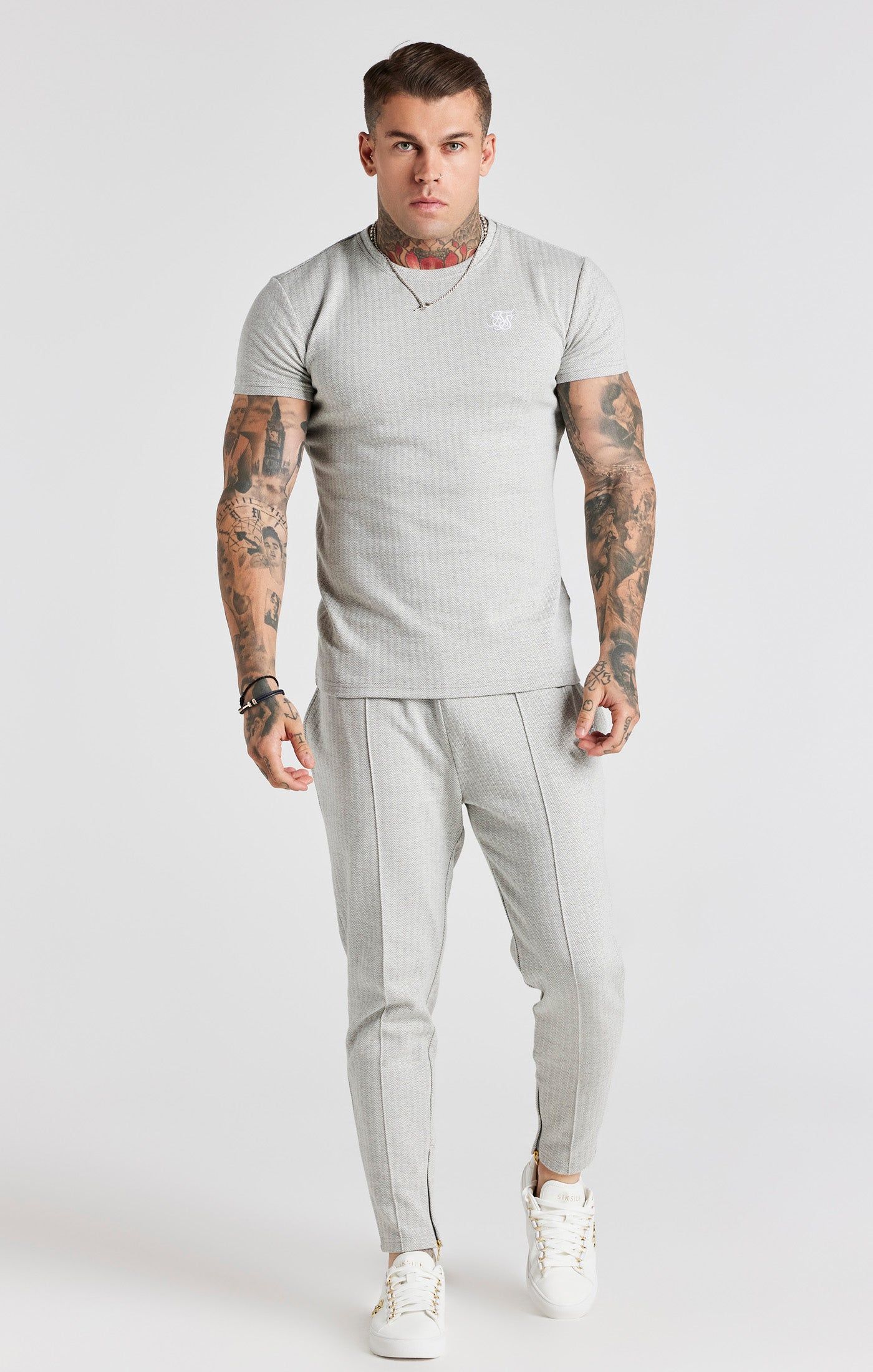 Grey Herringbone T-Shirt sold by Siksilk product image thumbnail 3