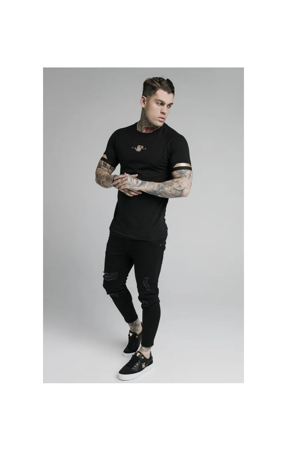 SikSilk Dual Cuff Tech Tee - Black & Gold sold by Siksilk product image thumbnail 4