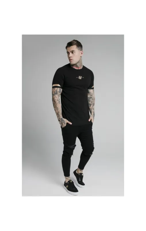 SikSilk Dual Cuff Tech Tee - Black & Gold sold by Siksilk