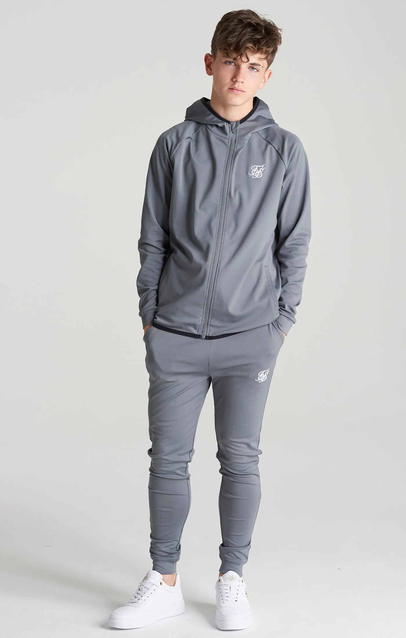 Boys Grey Essential Zip Thru Hoodie sold by Siksilk product image thumbnail 4
