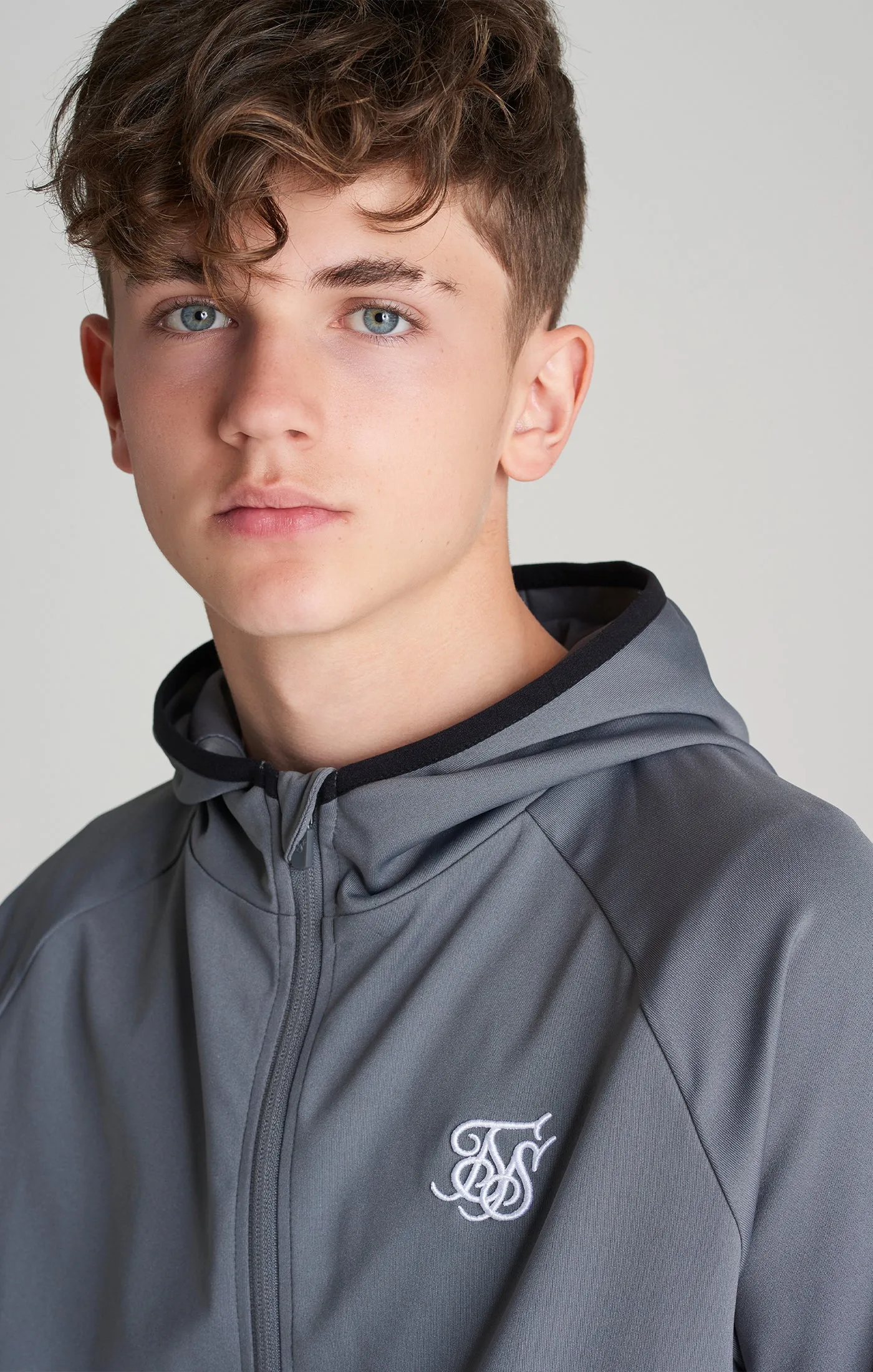 Boys Grey Essential Zip Thru Hoodie sold by Siksilk product image thumbnail 2