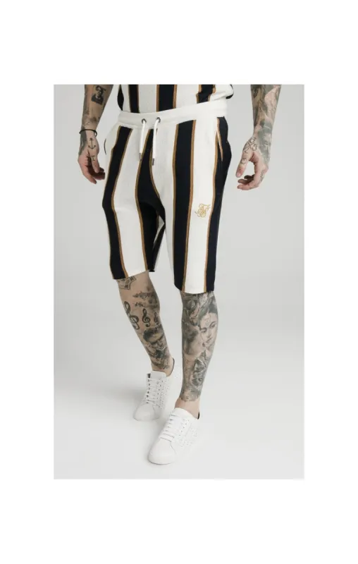 SikSilk Fitted Knit Shorts Off - White,Navy & Gold sold by Siksilk