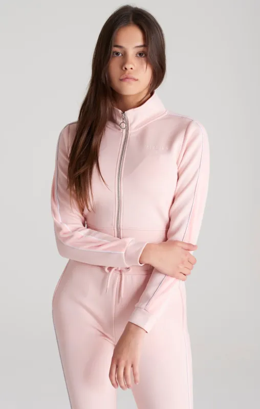 Girls Pink Velour Taped Track Jacket sold by Siksilk