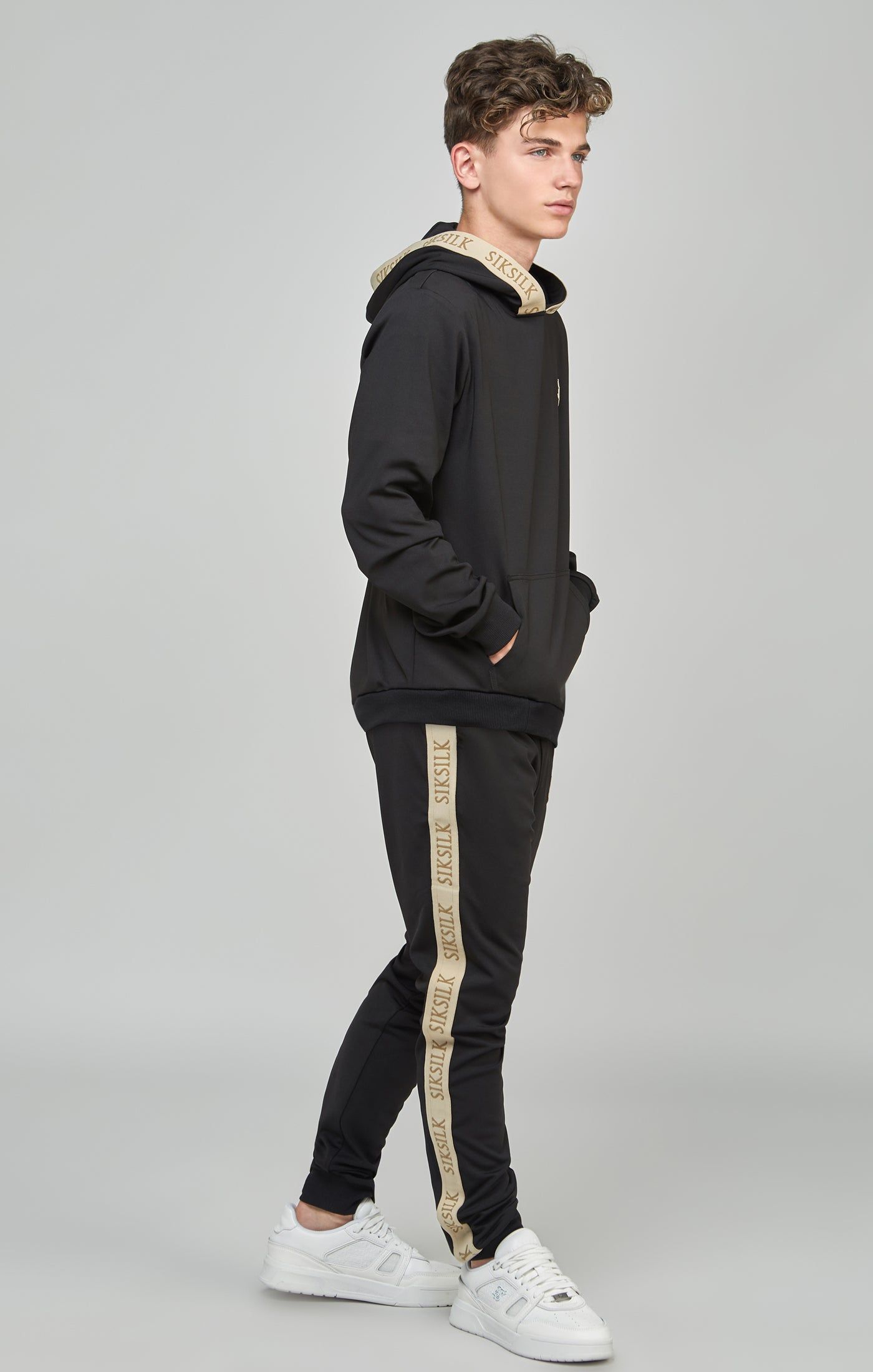 Boys Black Taped Skinny Joggers sold by Siksilk product image thumbnail 3