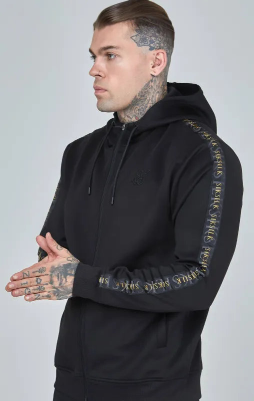 Black Gold Taped Zip-Thru Hoodie sold by Siksilk