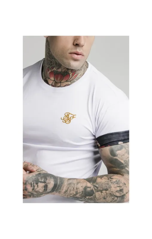 SikSilk S/S Roll Sleeve Tee – White & Floral Animal sold by Siksilk