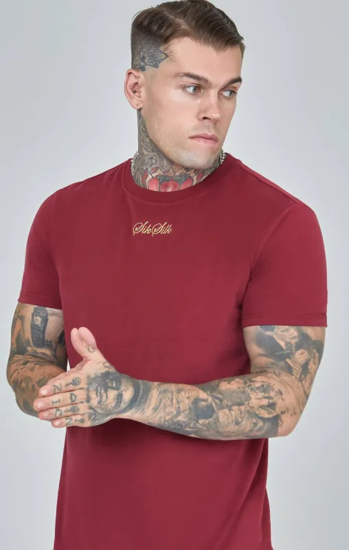 Burgundy Script Logo Oversized T-Shirt sold by Siksilk