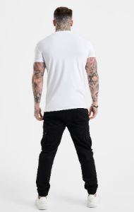 White Script Embroidery Muscle Fit T-Shirt sold by Siksilk
