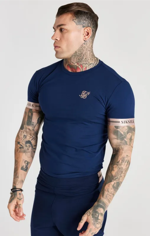 Navy Elastic Cuff T-Shirt sold by Siksilk
