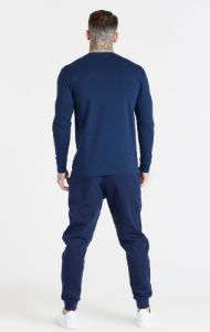 Navy Essential Long Sleeve Muscle Fit T-Shirt sold by Siksilk