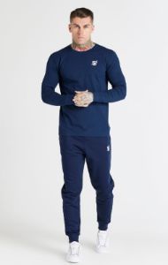 Navy Essential Long Sleeve Muscle Fit T-Shirt sold by Siksilk