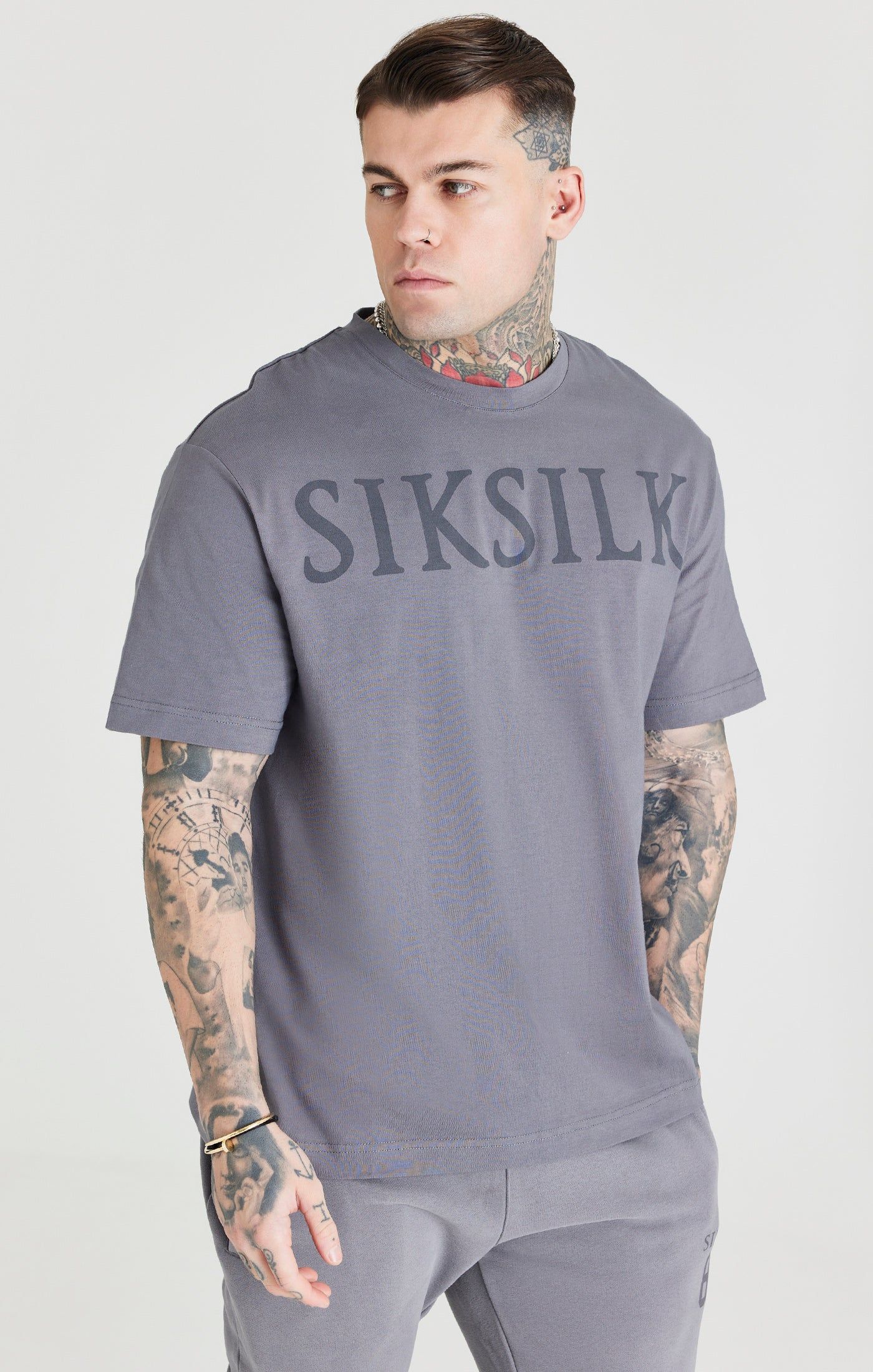 Grey Logo Oversized T-Shirt sold by Siksilk