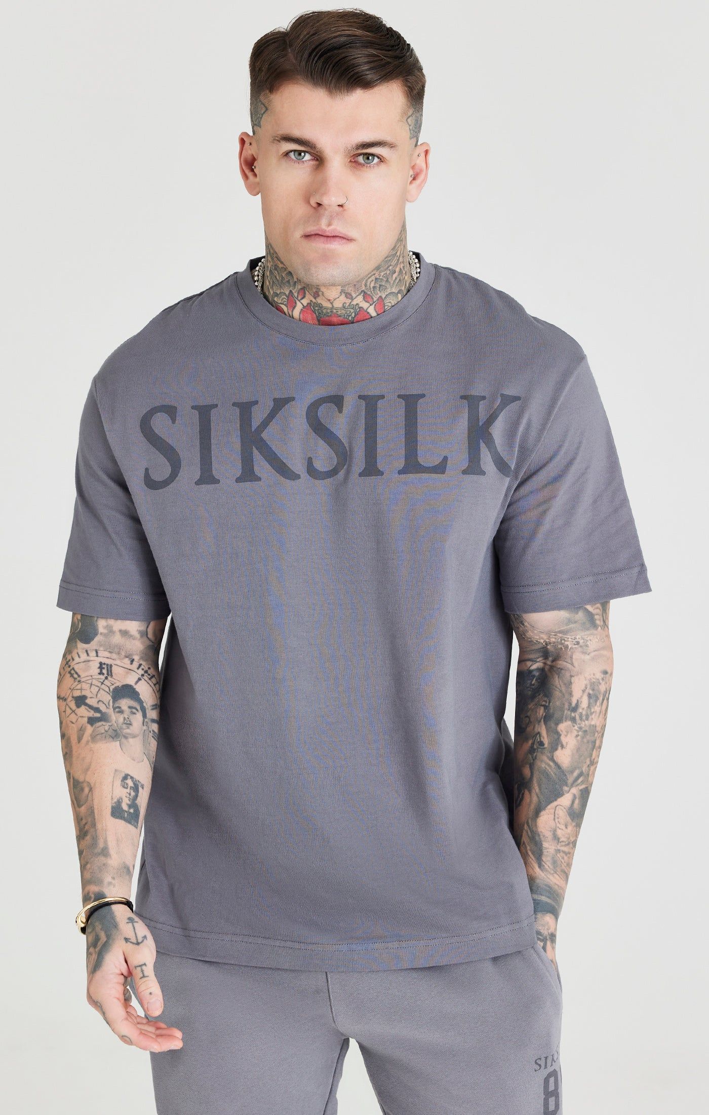Grey Logo Oversized T-Shirt sold by Siksilk product image thumbnail 5