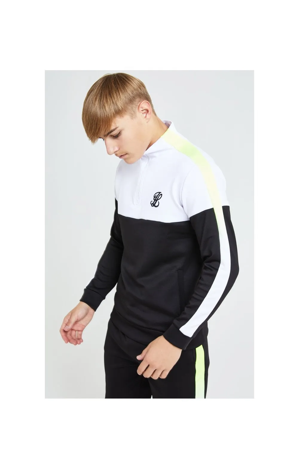 Illusive London Fade Funnel Neck Hoodie - Black,White & Neon Yellow sold by Siksilk product image thumbnail 5