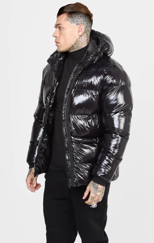Black Gloss Puffer Jacket sold by Siksilk